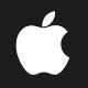 A white apple on a black background