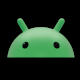 The top half of a green robot against a black background